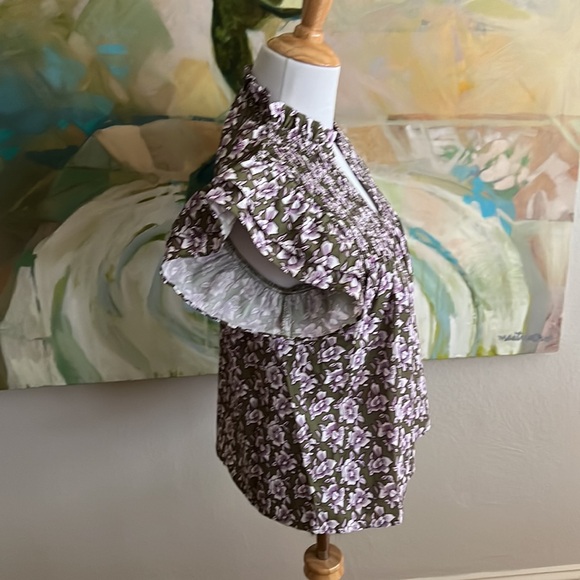 THML smocked Floral Blouse puff sleeve XS - Picture 4 of 16